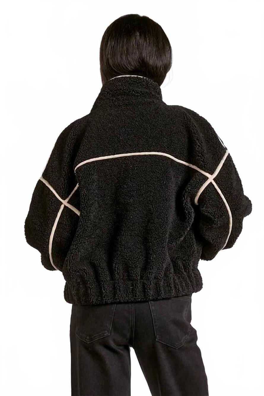 NEW ELAN slate sherpa bomber jacket in black - Picture 3 of 4